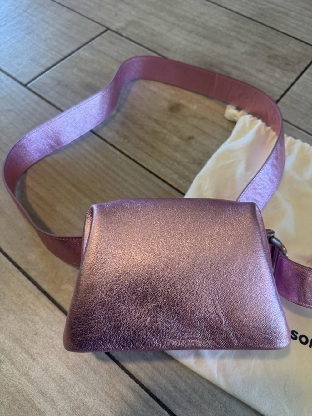 Osoi brot Crossbody bag Metallic Pink Leather - Picture 11 of 13